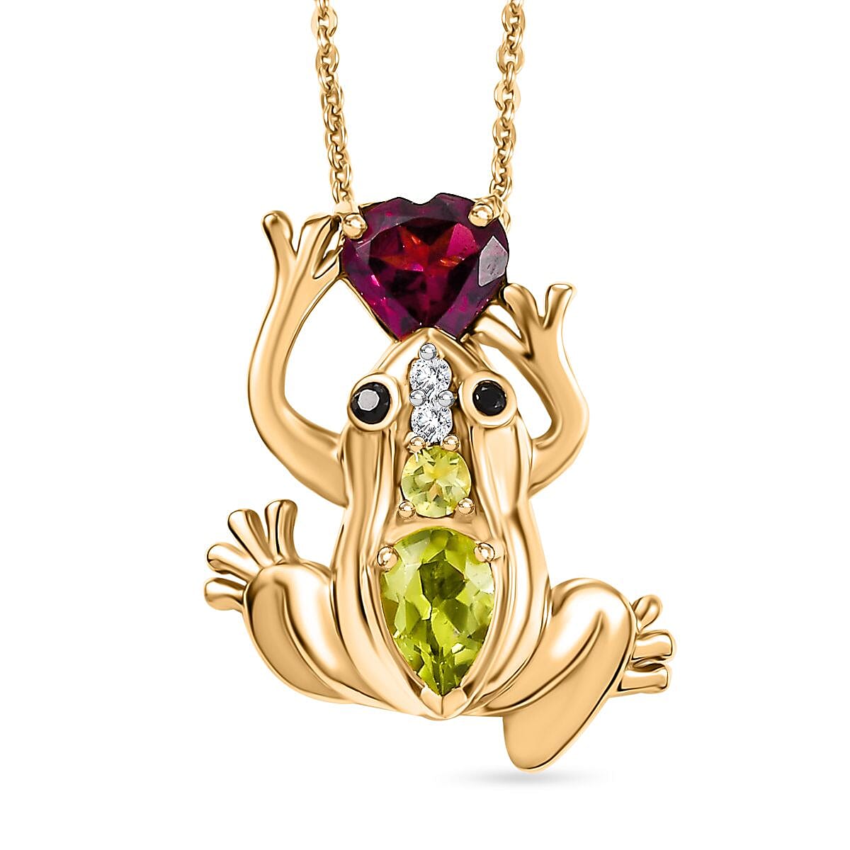 GP Trionfo Collection - Rhodolite Garnet &amp; Multi Gemstones Pendant with Chain (Size - 20) in 18K Vermeil Yellow Gold Plated Sterling Silver 1.67 Ct. 4334367 0