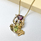 GP Trionfo Collection - Rhodolite Garnet & Multi Gemstones Pendant with Chain (Size - 20) in 18K Vermeil Yellow Gold Plated Sterling Silver 1.67 Ct.