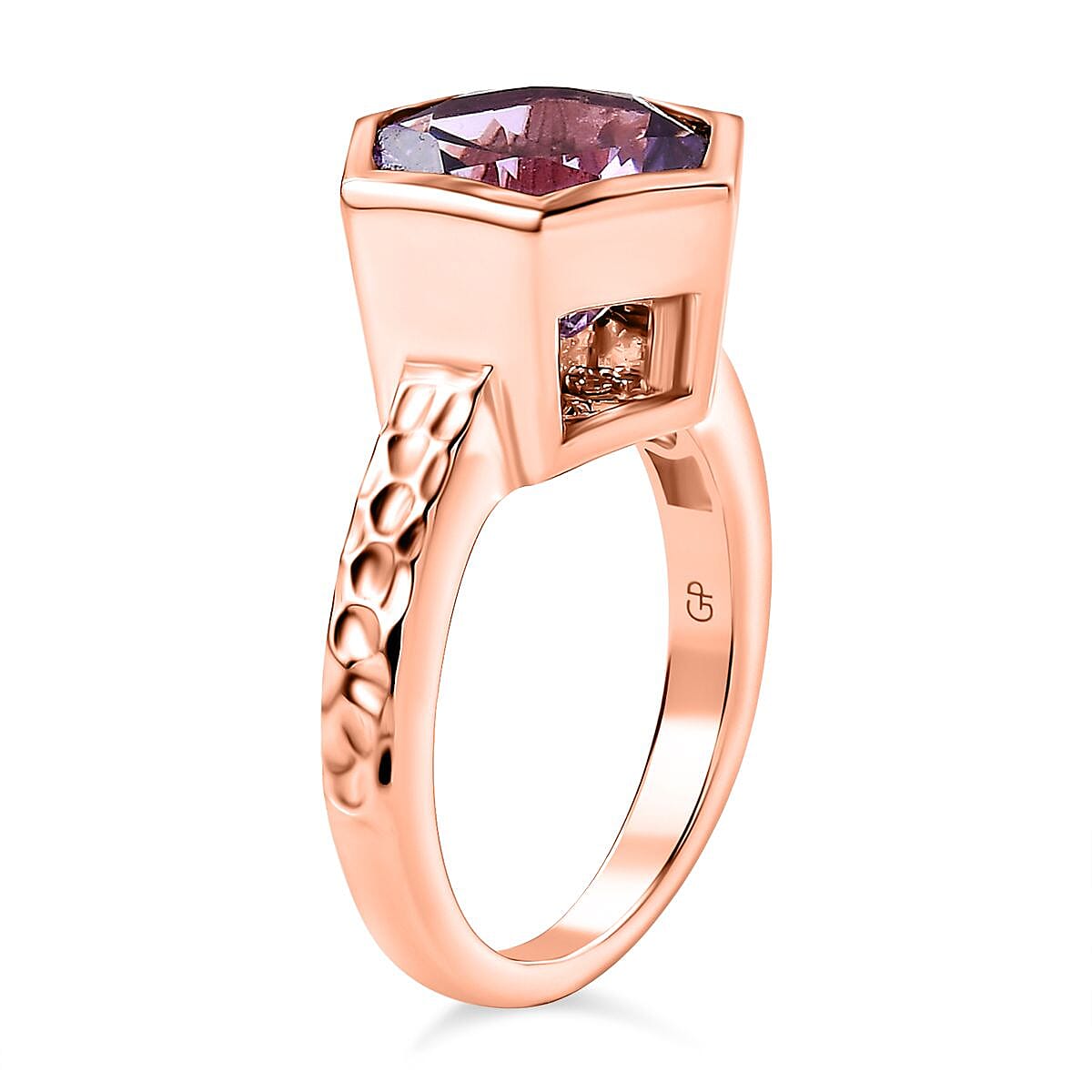 GP Collection Rose De France Amethyst, White Zircon Solitaire Ring in 18K Vermeil Rose Gold Plated Sterling Silver 4.23 Ct. 8018794 4