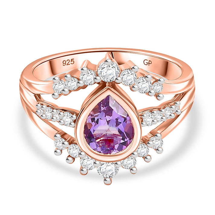 GP Royal Art Deco Collection - Rose De Morocco, White Zircon Ring in 18K Vermeil Rose Gold Plated Sterling Silver 1.87 Ct. 8102968 1