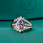 GP Royal Art Deco Collection - Rose De Morocco, Blue Sapphire & White Zircon Ring in 18K Vermeil Rose Gold Plated Sterling Silver 1.87 Ct.
