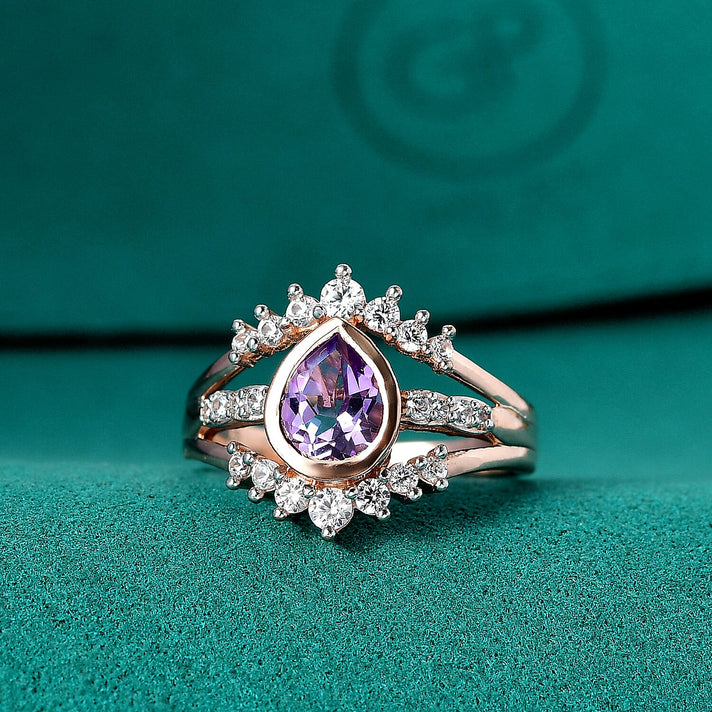 GP Royal Art Deco Collection - Rose De Morocco, White Zircon Ring in 18K Vermeil Rose Gold Plated Sterling Silver 1.87 Ct. 8102968 2