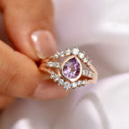 GP Royal Art Deco Collection - Rose De Morocco, Blue Sapphire & White Zircon Ring in 18K Vermeil Rose Gold Plated Sterling Silver 1.87 Ct.