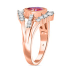 GP Royal Art Deco Collection - Rose De Morocco, Blue Sapphire & White Zircon Ring in 18K Vermeil Rose Gold Plated Sterling Silver 1.87 Ct.