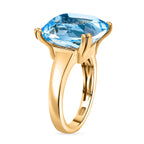 GP Celestial Collection Skyblue Topaz, Blue Sapphire & White Zircon  Ring in 18K Vermeil Yellow Gold Plated Sterling Silver 8.91 Ct.