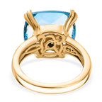 GP Celestial Collection Skyblue Topaz, Blue Sapphire & White Zircon  Ring in 18K Vermeil Yellow Gold Plated Sterling Silver 8.91 Ct.