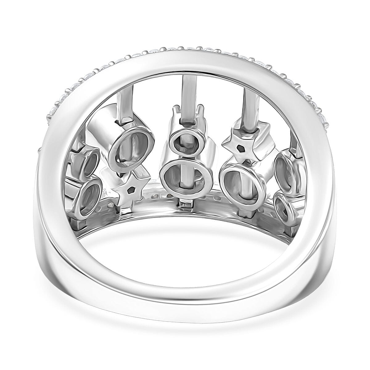 GP - Celestial Dream Collection Skyblue Topaz, Blue Sapphire &amp; White Zircon Ring in Rhodium Overlay Sterling Silver 1.13 Ct, Silver Wt. 5.88 Gms. 8310287 6