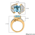 GP Art Deco Collection - Skyblue Topaz, Blue Sapphire & White Zircon Ring in 18K Vermeil Yellow Gold Plated Sterling Silver  6.97 Ct.