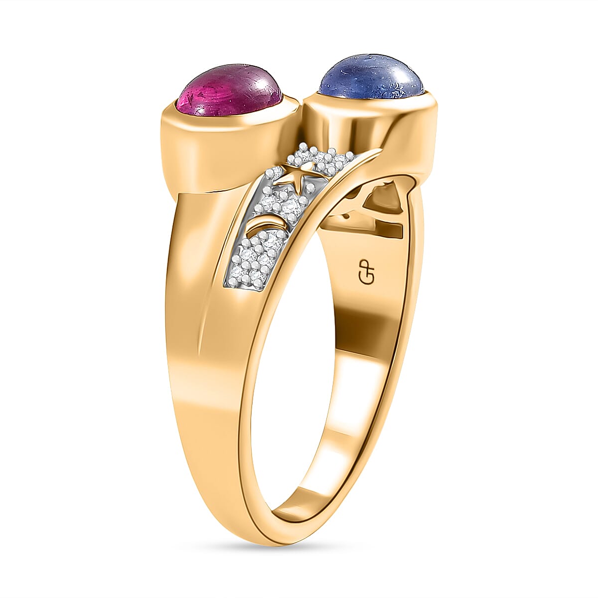 GP Celestial Dream Collection - Tanzanite, African Ruby and White Zircon Ring in 18K Vermeil Yellow Gold Over Sterling Silver 3.20 Ct. 7986713 4
