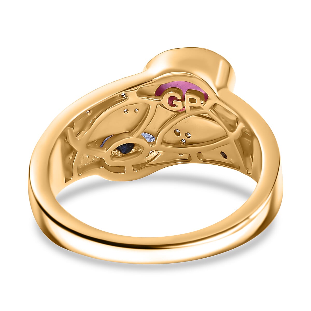 GP Celestial Dream Collection - Tanzanite, African Ruby and White Zircon Ring in 18K Vermeil Yellow Gold Over Sterling Silver 3.20 Ct. 7986713 5
