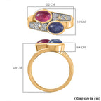 GP Celestial Dream Collection - Tanzanite, Blue Sapphire, African Ruby & White Zircon Ring in 18K Vermeil Yellow Gold Plated Sterling Silver 3.20 Ct.
