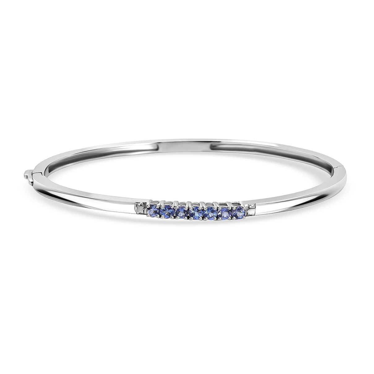 GP Celestial Dream Collection - Tanzanite &amp; Blue Sapphire Full Bangle (Size 7.5) in Rhodium Overlay Sterling Silver, Silver Wt. 11.63 Gms. 8320915 0