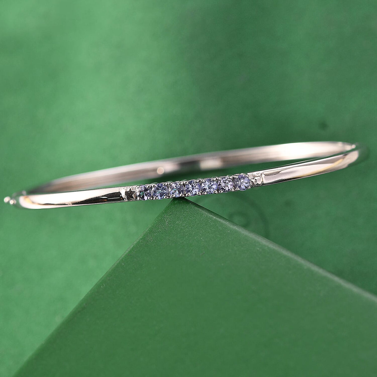 GP Celestial Dream Collection - Tanzanite &amp; Blue Sapphire Full Bangle (Size 7.5) in Rhodium Overlay Sterling Silver, Silver Wt. 11.63 Gms. 8320915 2