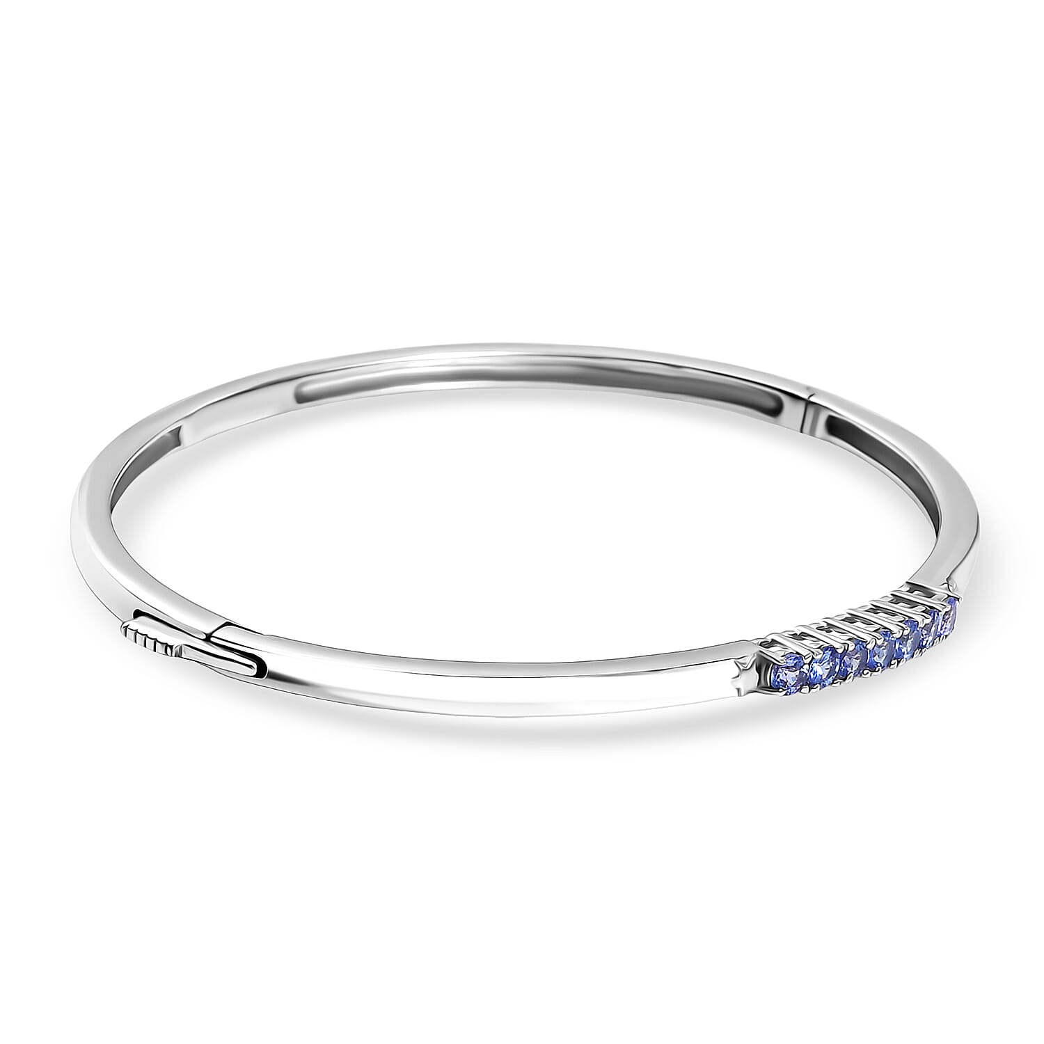 GP Celestial Dream Collection - Tanzanite &amp; Blue Sapphire Full Bangle (Size 7.5) in Rhodium Overlay Sterling Silver, Silver Wt. 11.63 Gms. 8320915 5