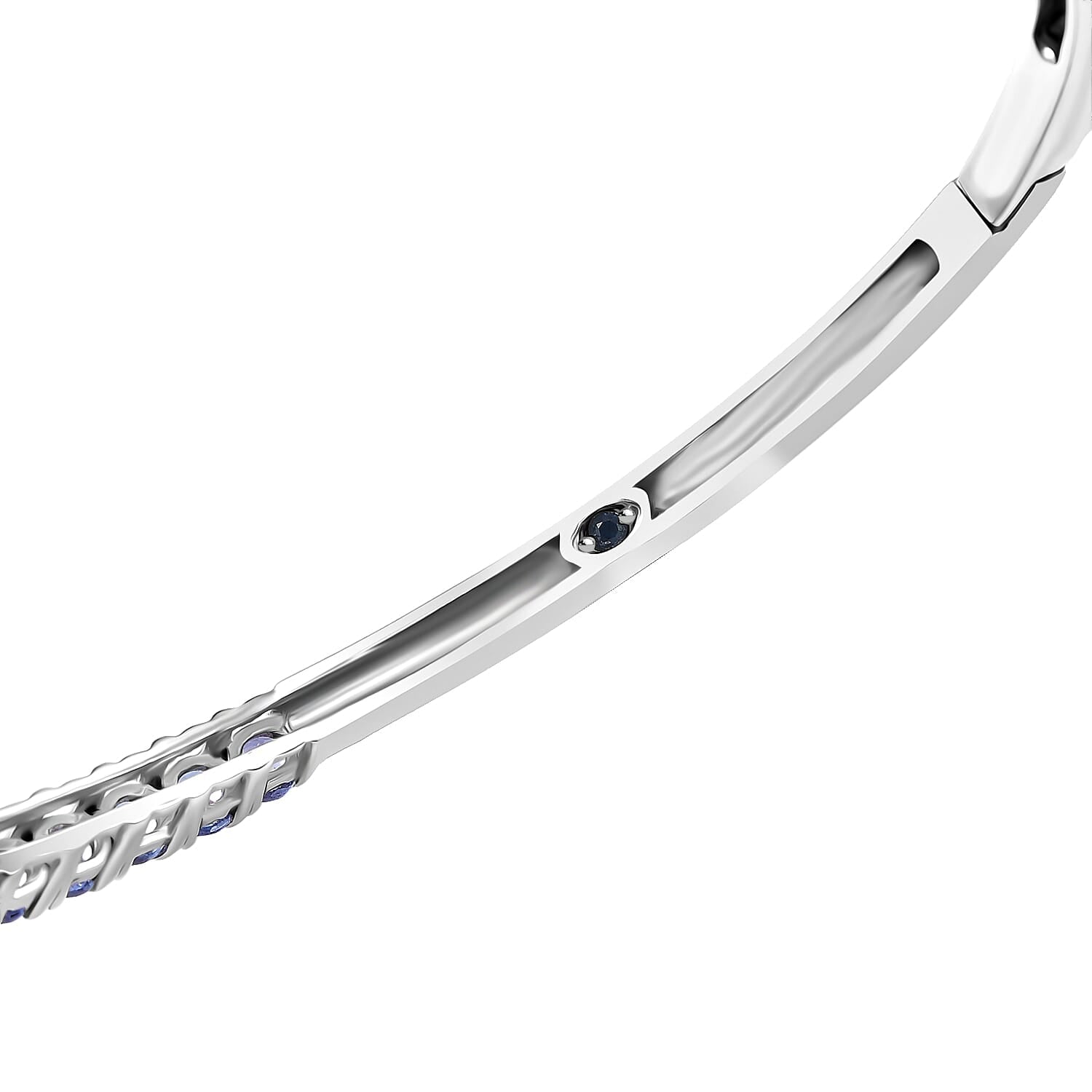 GP Celestial Dream Collection - Tanzanite &amp; Blue Sapphire Full Bangle (Size 7.5) in Rhodium Overlay Sterling Silver, Silver Wt. 11.63 Gms. 8320915 7