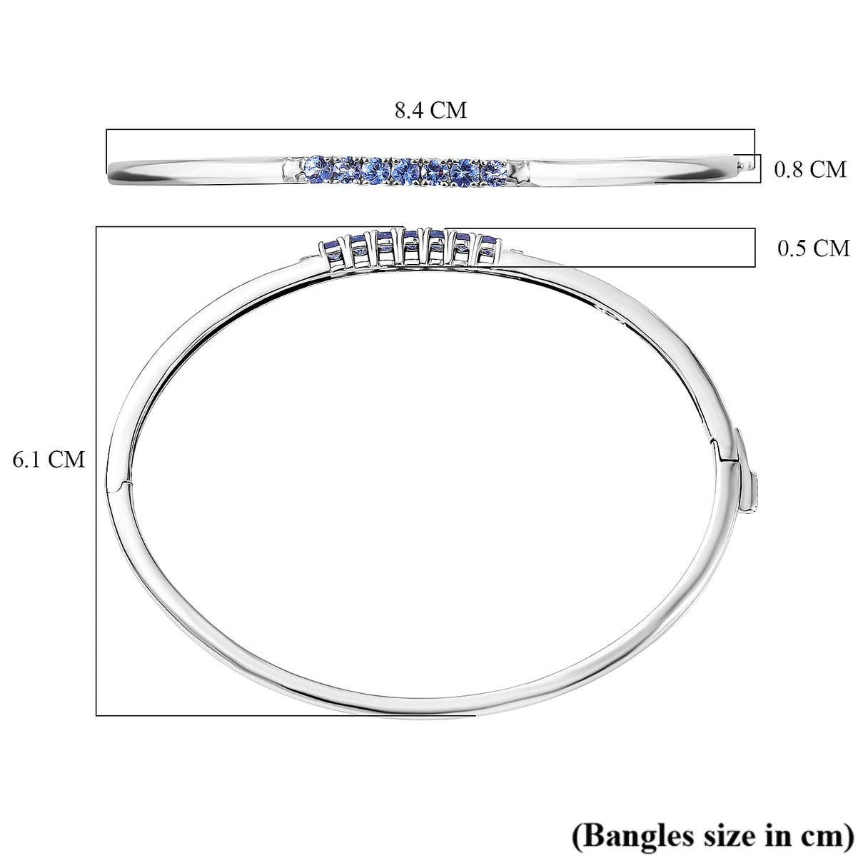 GP Celestial Dream Collection - Tanzanite &amp; Blue Sapphire Full Bangle (Size 7.5) in Rhodium Overlay Sterling Silver, Silver Wt. 11.63 Gms. 8320915 8