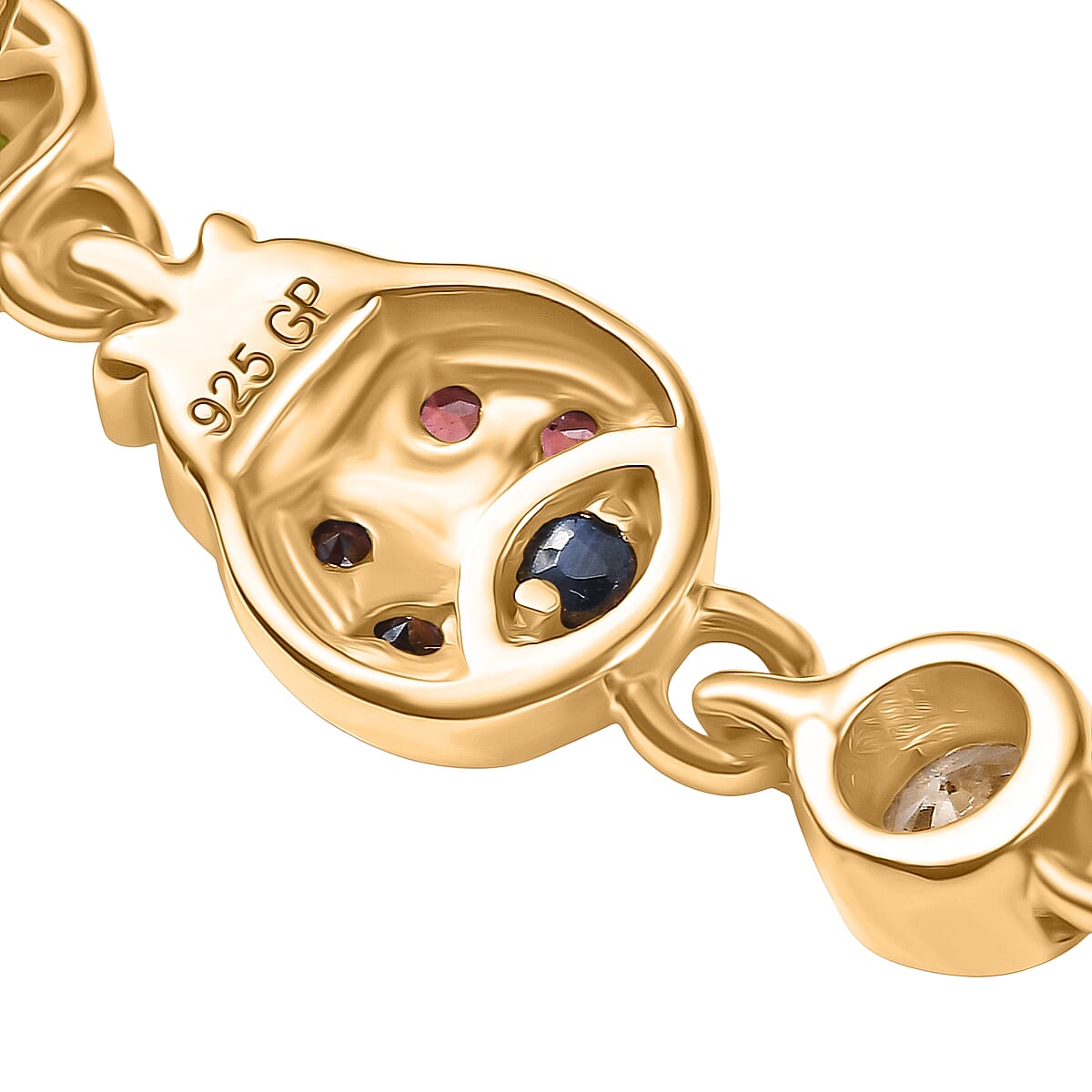 GP Trionfo Collection - Peridot, Red Garnet, Blue Sapphire &amp; White Zircon Dangling Earring with Push Back in 18K Vermeil Yellow Gold Plated Sterling Silver 4.28 Ct. 8295607 7