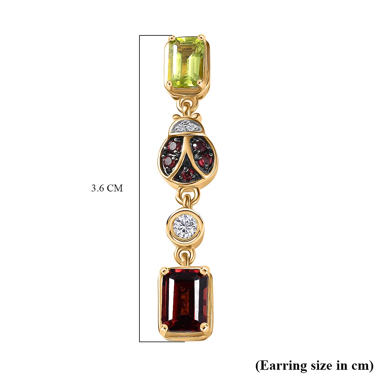 GP Trionfo Collection - Peridot, Red Garnet, Blue Sapphire &amp; White Zircon Dangling Earring with Push Back in 18K Vermeil Yellow Gold Plated Sterling Silver 4.28 Ct. 8295607 8