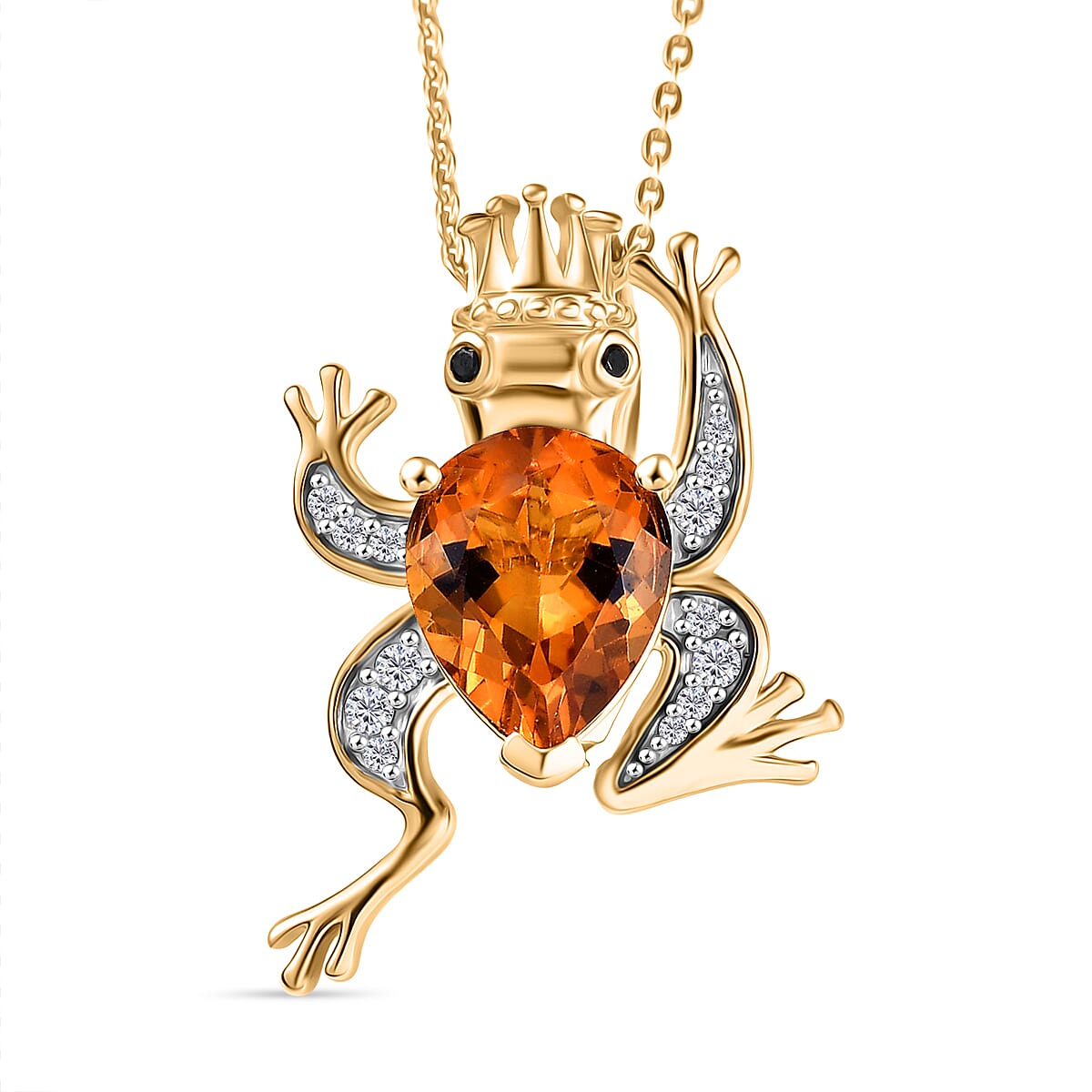 GP Trionfo Collection - Serra Gaucha Citrine &amp; Multi Gemstones Frog with Crown Pendant with Chain in 18K Vermeil Yellow Gold Plated Sterling Silver 2.49 Ct. 4428886 0