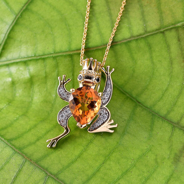 GP Trionfo Collection - Serra Gaucha Citrine &amp; Multi Gemstones Frog with Crown Pendant with Chain in 18K Vermeil Yellow Gold Plated Sterling Silver 2.49 Ct. 4428886 2
