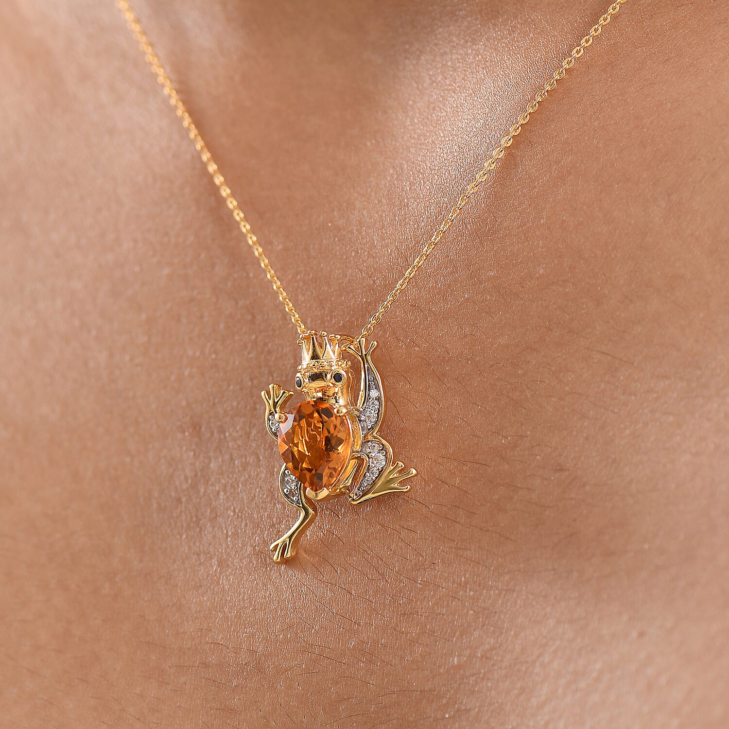 GP Trionfo Collection - Serra Gaucha Citrine &amp; Multi Gemstones Frog with Crown Pendant with Chain in 18K Vermeil Yellow Gold Plated Sterling Silver 2.49 Ct. 4428886 3