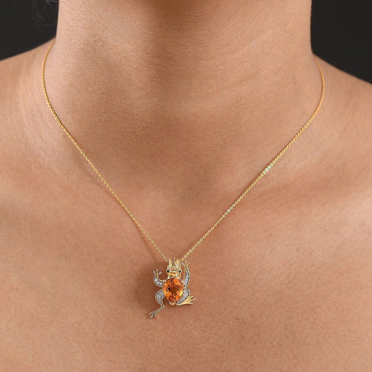 GP Trionfo Collection - Serra Gaucha Citrine &amp; Multi Gemstones Frog with Crown Pendant with Chain in 18K Vermeil Yellow Gold Plated Sterling Silver 2.49 Ct. 4428886 4