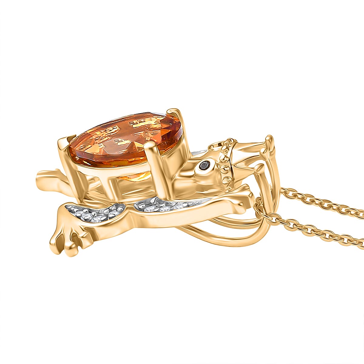 GP Trionfo Collection - Serra Gaucha Citrine &amp; Multi Gemstones Frog with Crown Pendant with Chain in 18K Vermeil Yellow Gold Plated Sterling Silver 2.49 Ct. 4428886 5