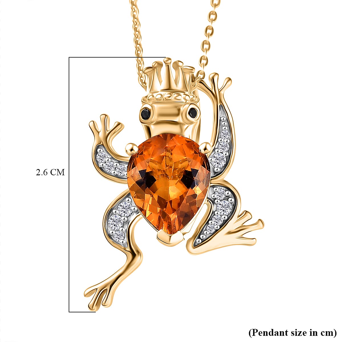 GP Trionfo Collection - Serra Gaucha Citrine &amp; Multi Gemstones Frog with Crown Pendant with Chain in 18K Vermeil Yellow Gold Plated Sterling Silver 2.49 Ct. 4428886 8