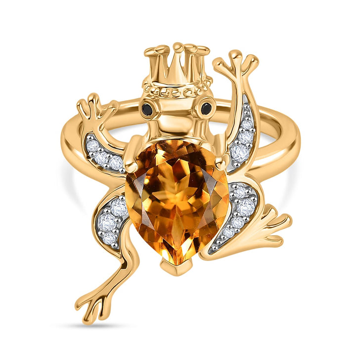 GP Trionfo Collection - Serra Gaucha Citrine &amp; Multi Gemstones Frog with Crown Ring in 18K Vermeil Yellow Gold Plated Sterling Silver 2.49 Ct. 8295523 1