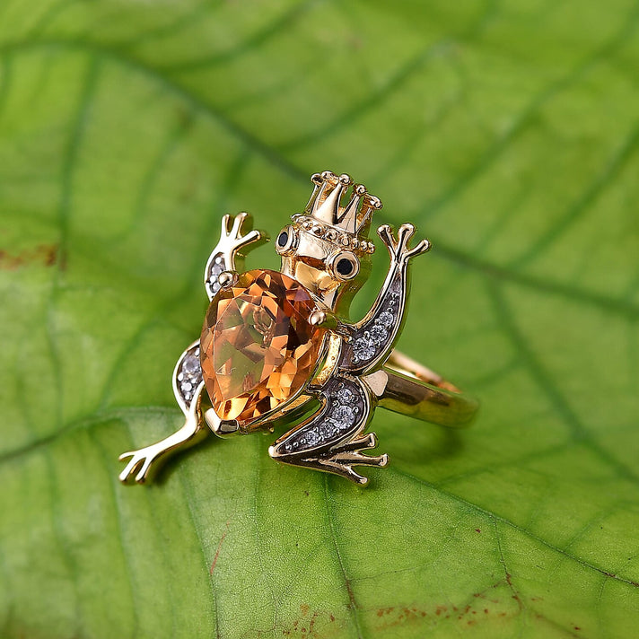 GP Trionfo Collection - Serra Gaucha Citrine &amp; Multi Gemstones Frog with Crown Ring in 18K Vermeil Yellow Gold Plated Sterling Silver 2.49 Ct. 8295523 2