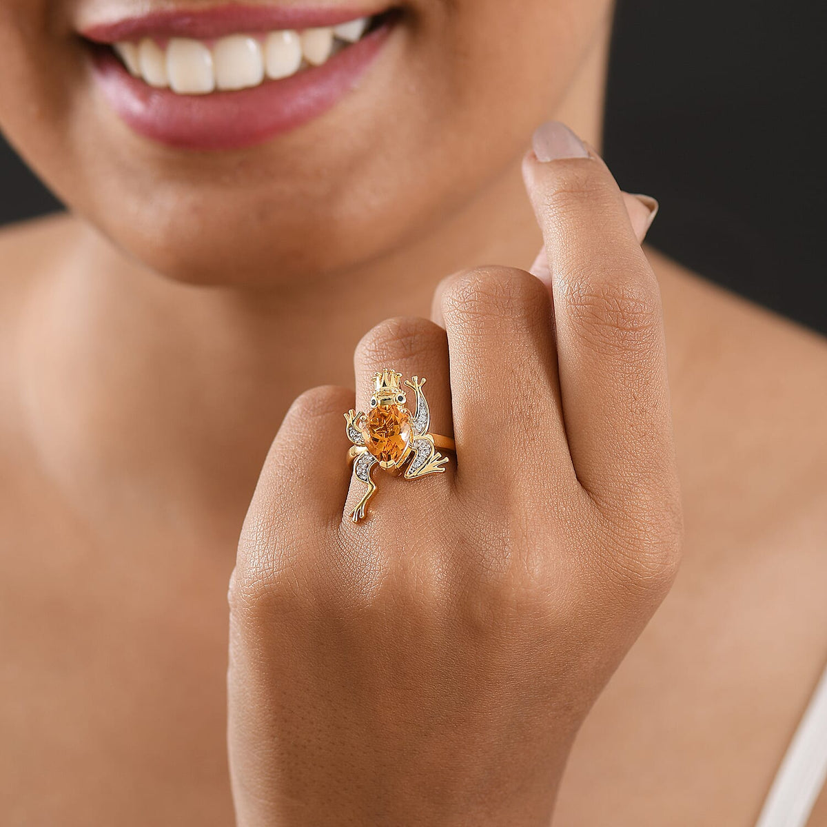 GP Trionfo Collection - Serra Gaucha Citrine &amp; Multi Gemstones Frog with Crown Ring in 18K Vermeil Yellow Gold Plated Sterling Silver 2.49 Ct. 8295523 3