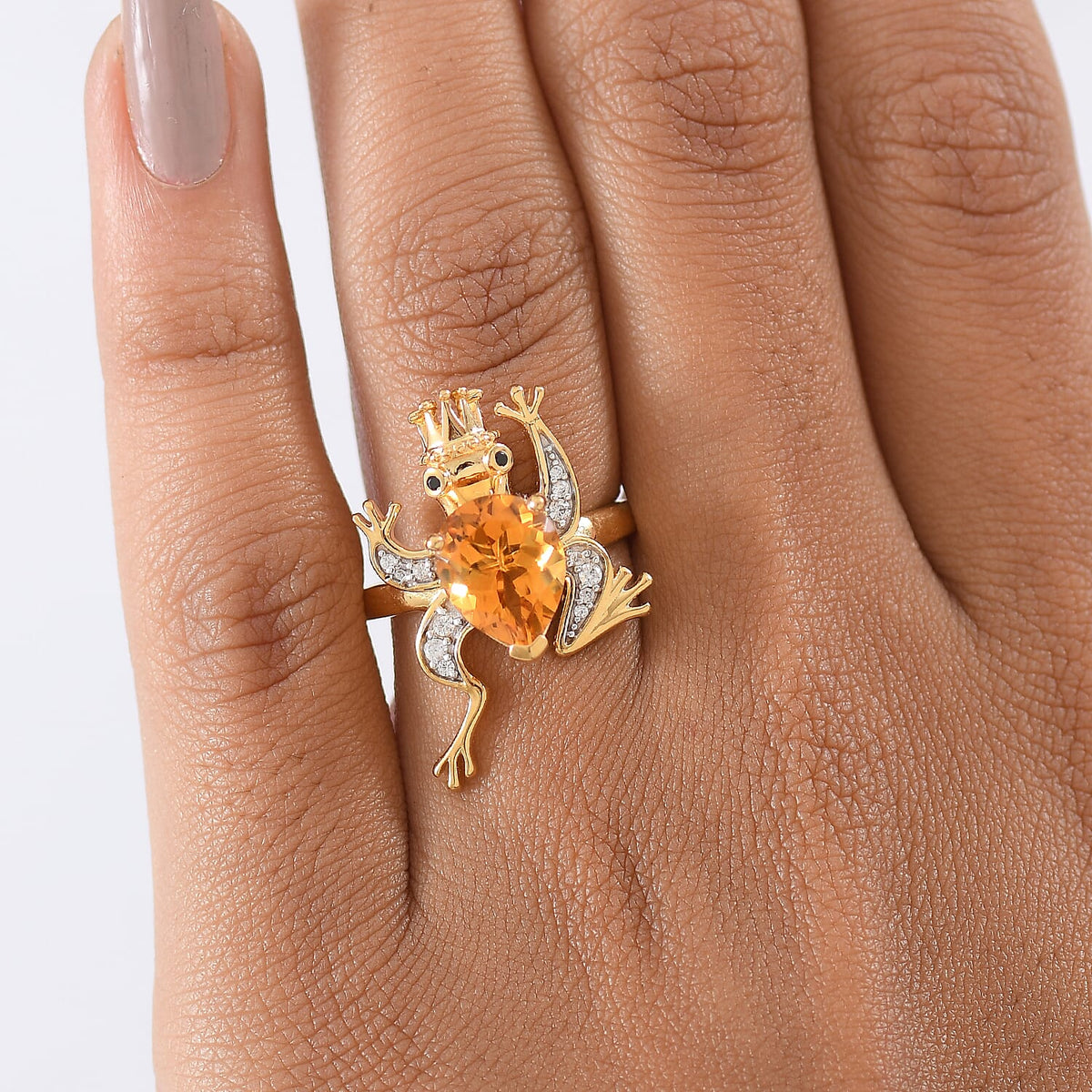 GP Trionfo Collection - Serra Gaucha Citrine &amp; Multi Gemstones Frog with Crown Ring in 18K Vermeil Yellow Gold Plated Sterling Silver 2.49 Ct. 8295523 4