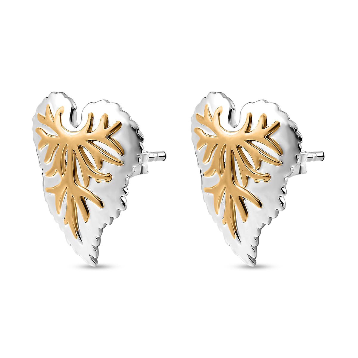 GP Maple Leaf Collection - Two-Tone Plated Sterling Silver Heart Earrings 7640615 3