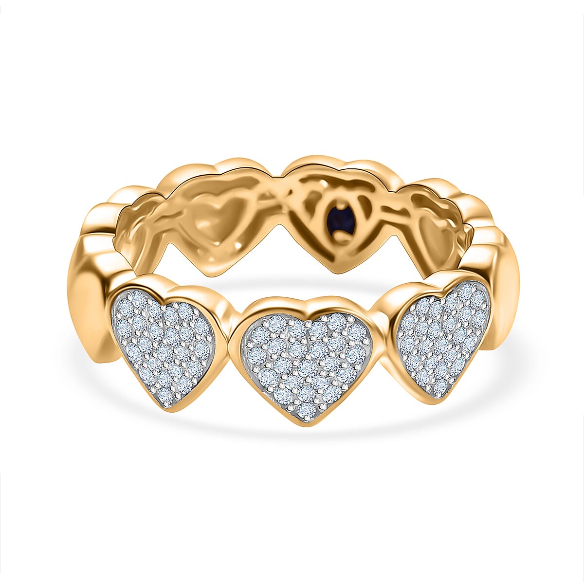 GP Collection White Diamond Cluster Heart Band Ring in 18K Vermeil Yellow Gold Plated Sterling Silver 7996639 0