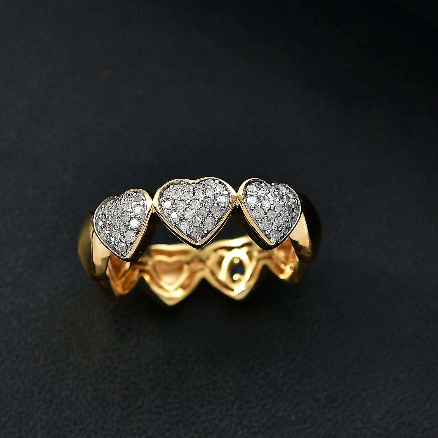 GP Collection White Diamond Cluster Heart Band Ring in 18K Vermeil Yellow Gold Plated Sterling Silver 7996639 2