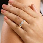 GP White Diamond & Blue Sapphire Band Ring in 18K Vermeil Yellow Gold Plated Sterling Silver 0.34 Ct.
