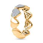 GP White Diamond & Blue Sapphire Band Ring in 18K Vermeil Yellow Gold Plated Sterling Silver 0.34 Ct.