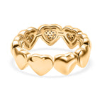 GP White Diamond & Blue Sapphire Band Ring in 18K Vermeil Yellow Gold Plated Sterling Silver 0.34 Ct.