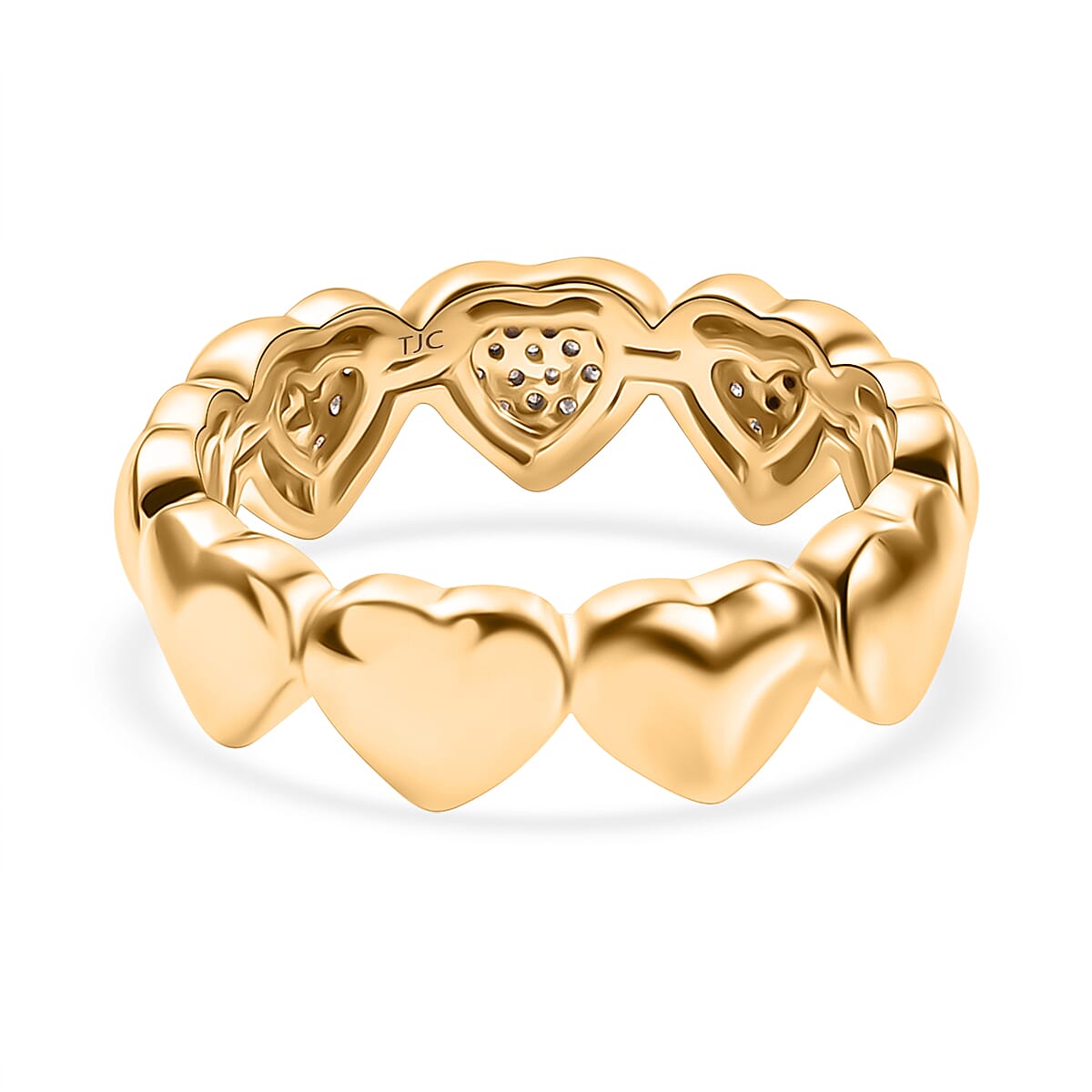 GP Collection White Diamond Cluster Heart Band Ring in 18K Vermeil Yellow Gold Plated Sterling Silver 7996639 5