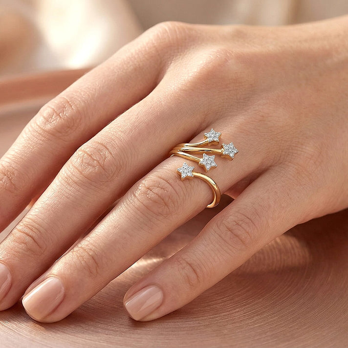 GP - White Diamond &amp; Blue Sapphire Star Ring in 18K Vermeil Yellow Gold Plated Sterling Silver 8528167 2