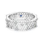 GP - White Diamond & Blue Sapphire Openwork Band Ring in Rhodium Overlay Sterling Silver 0.30 Ct.