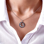 GP - White Diamond, Blue Diamond & Blue Sapphire Star and Moon Pendant with Chain (Size 20) in Platinum Overlay Sterling Silver 0.50 Ct.