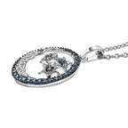 GP - White Diamond, Blue Diamond & Blue Sapphire Star and Moon Pendant with Chain (Size 20) in Platinum Overlay Sterling Silver 0.50 Ct.