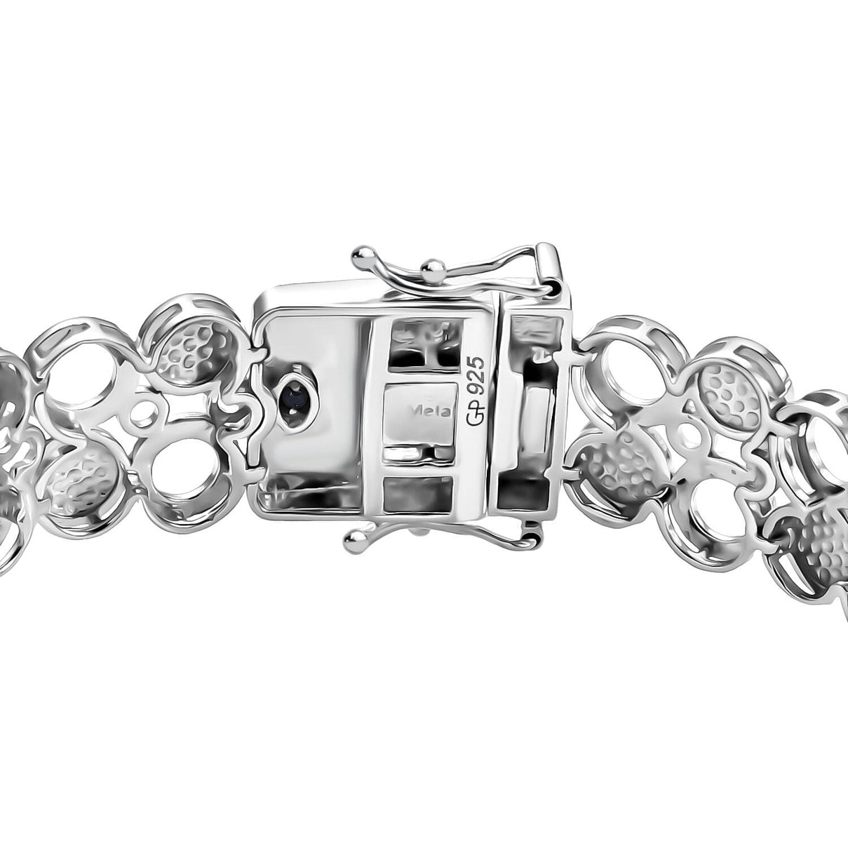 Sealife Collection - White Pearl, Blue Sapphire &amp; White Zircon Cluster Bracelet (Size 7.5) in Rhodium Overlay Sterling Silver 19.30 Ct, Silver Wt. 27.60 Gms. 8211978 5