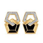 GP Art Deco Collection - White Zircon & Blue Sapphire Earring with Push Back in 18K Vermeil Yellow Gold Plated Sterling Silver