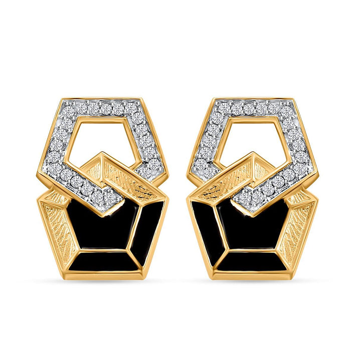 GP Art Deco Collection - White Zircon &amp; Blue Sapphire Earring with Push Back in 18K Vermeil Yellow Gold Plated Sterling Silver 7986795 1