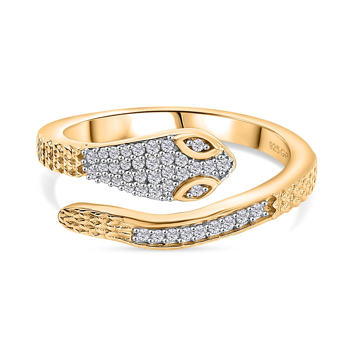 GP Serpentine Collection - White Zircon &amp; Blue Sapphire Ring in 18K Vermeil Yellow Gold Plated Sterling Silver 8207079 0