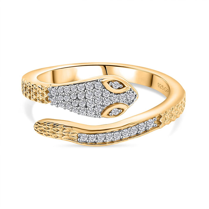 GP Serpentine Collection - White Zircon &amp; Blue Sapphire Ring in 18K Vermeil Yellow Gold Plated Sterling Silver 8207085 1