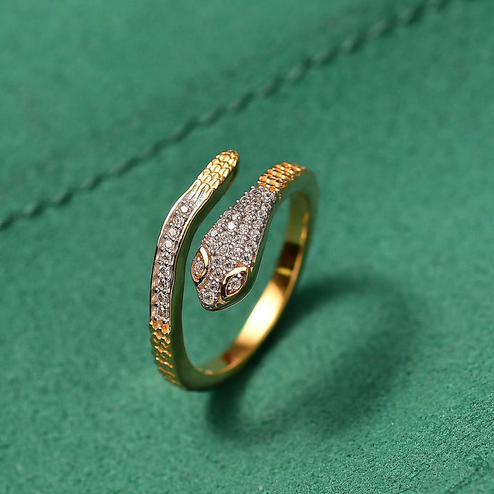 GP Serpentine Collection - White Zircon &amp; Blue Sapphire Ring in 18K Vermeil Yellow Gold Plated Sterling Silver 8207085 2