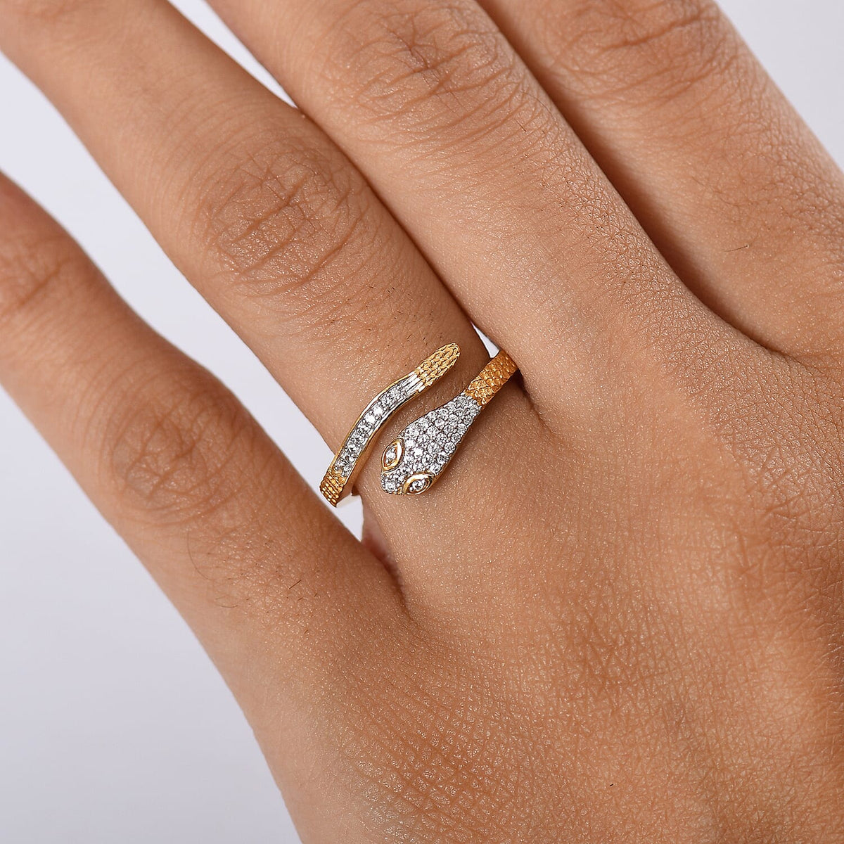 GP Serpentine Collection - White Zircon &amp; Blue Sapphire Ring in 18K Vermeil Yellow Gold Plated Sterling Silver 8207079 2